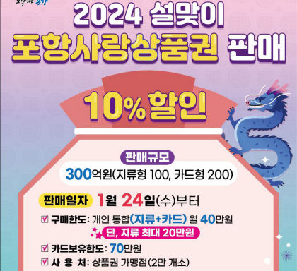 [설 선물 특집] 포항시, 포항마켓 사과·단감·한우·젓갈·버섯류 우수 제품 20~40% 할인기획전