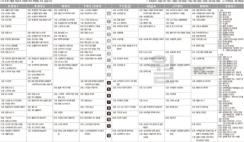 1월22일(월) TV 편성표