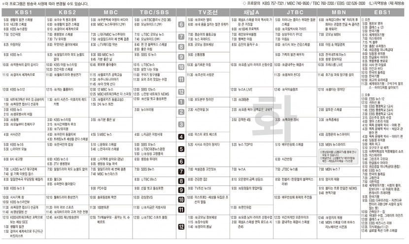 2월6일(화) TV 편성표