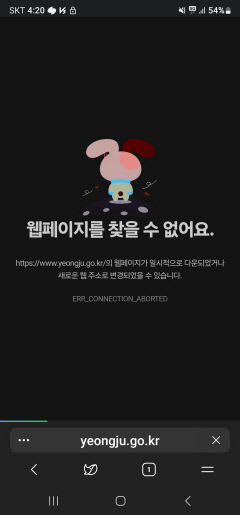 영주시청 홈페이지 1시간 25분간 먹통… 현재 복구 완료 (종합)