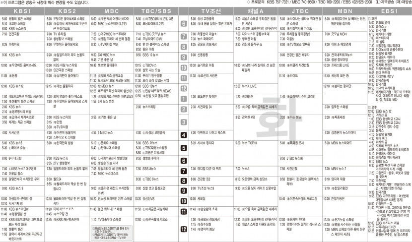 4월9일(화) TV 편성표