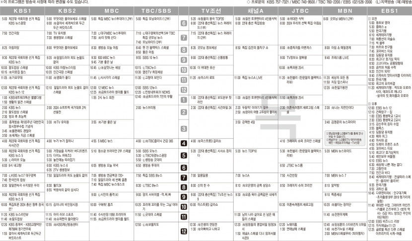 4월11일(목) TV 편성표