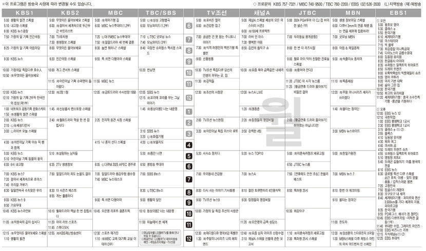 5월6일(월) TV 편성표
