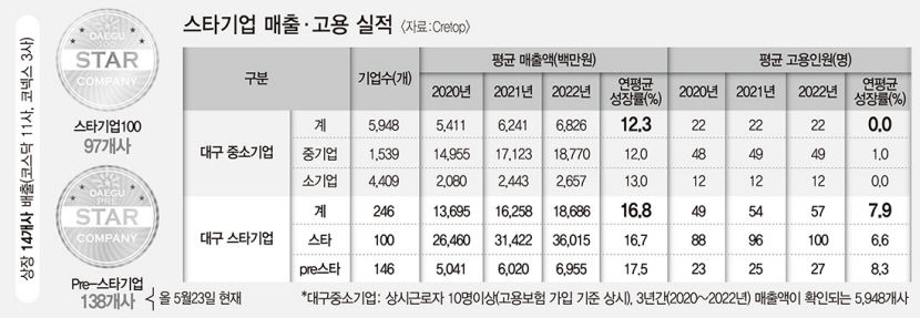 매출·고용 쑥쑥…대구경제의 미래 스타기업 연평균 16.8%·7.9% 성장 성과