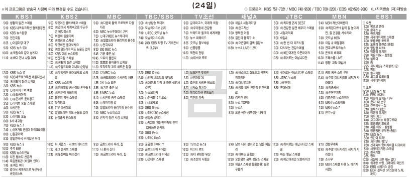 5월24일(금) TV 편성표