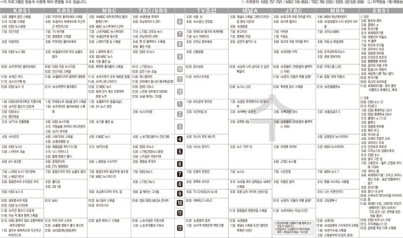 5월29일(수) TV 편성표