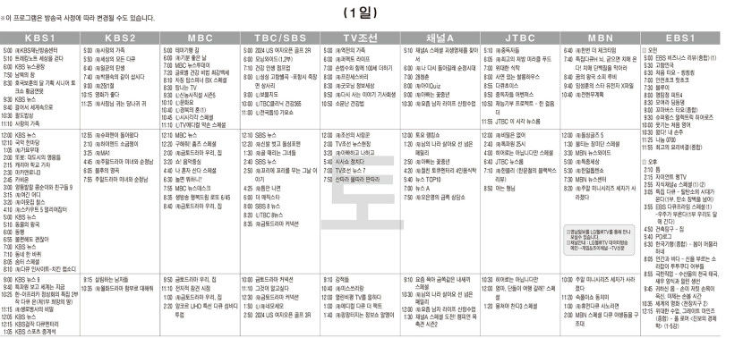 6월01일(토) TV 편성표