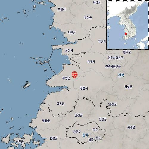 12일 오후 1시 55분 전북 부안군 규모 3.1 여진 발생…안전에 유의하기 바란다