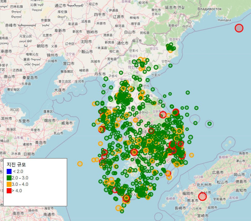 지난 20년 한반도 지진 급증...60%는  2016년 이후 발생