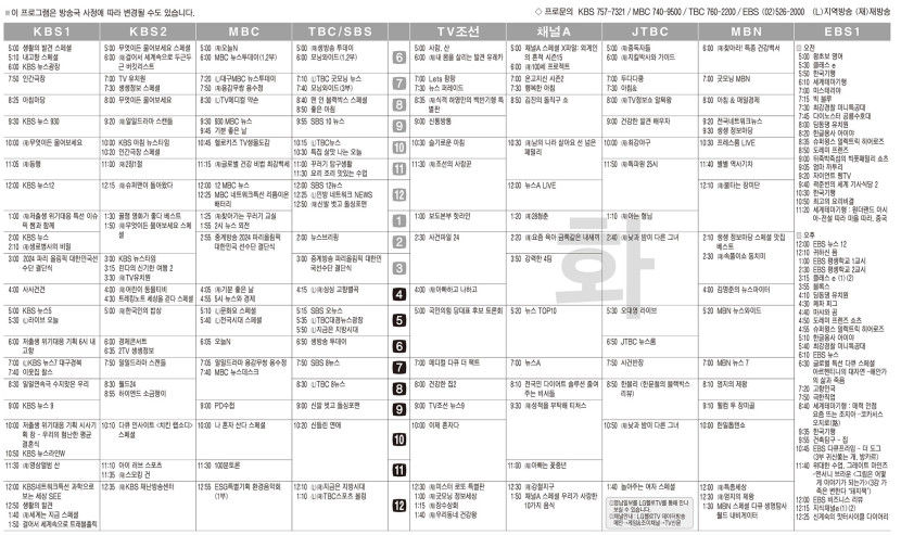 7월9일(화) TV 편성표