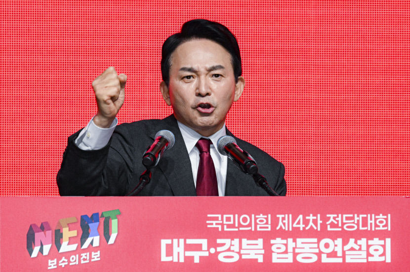 與 당대표 후보들 장외공방 이어져…원희룡 韓 말 기술에 안 넘어가