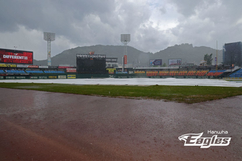 비 내리는 대전 한화생명 이글스파크. <한화 이글스 제공>