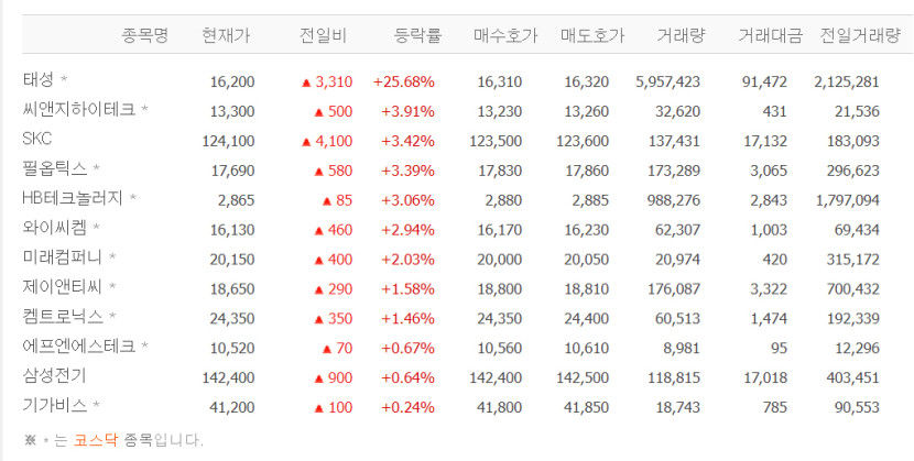 태성, 20%대 급등…복합동박 기술 부각
