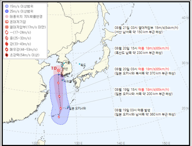 태풍 종다리 북상 중…19일 대구경북 낮 최고 37도 무더위 피해라