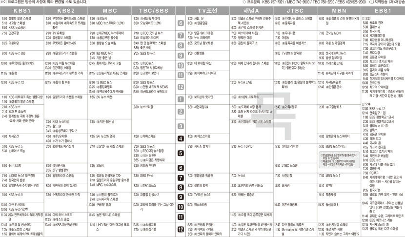 9월12일(목) TV 편성표