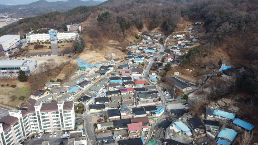 새뜰마을사업 대상지로 선정된 영주1동 숫골지구 항공사진. <영주시 제공>