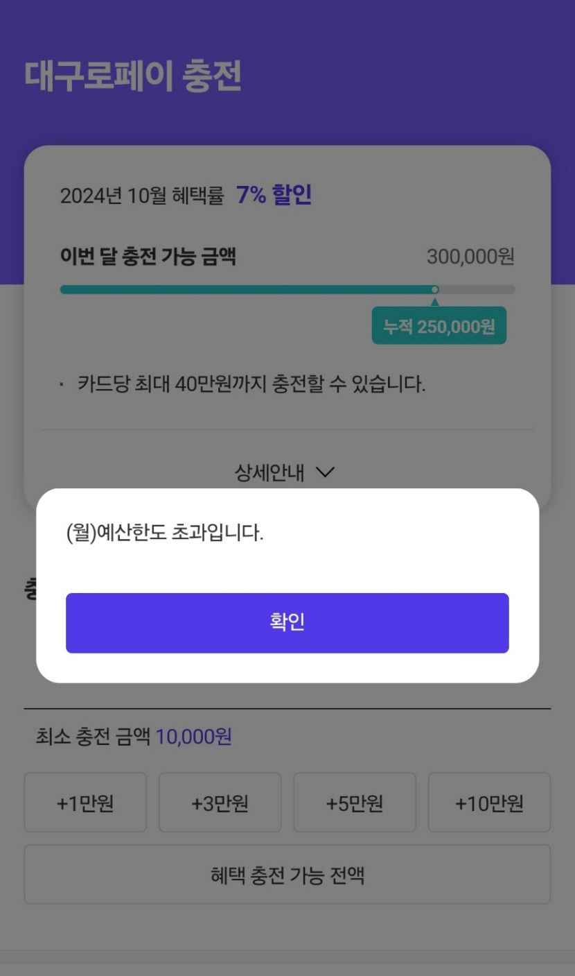 대구로페이 10월분, 또 새벽시간에 동났다