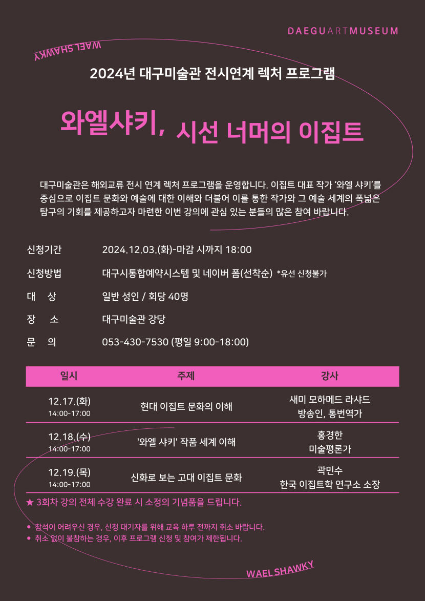 대구미술관 해외교류전 연계 교육 와엘 샤키, 시선 너머의 이집트 진행