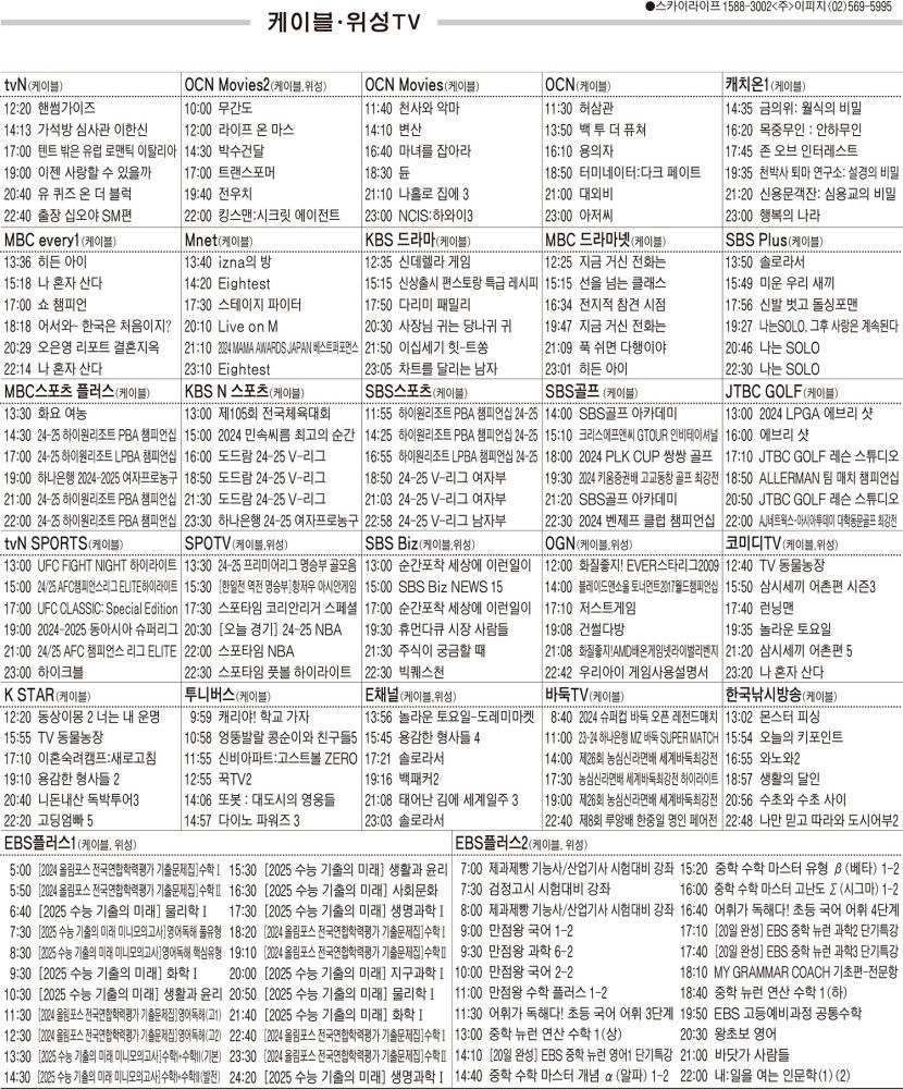 12월4일(수) TV 편성표