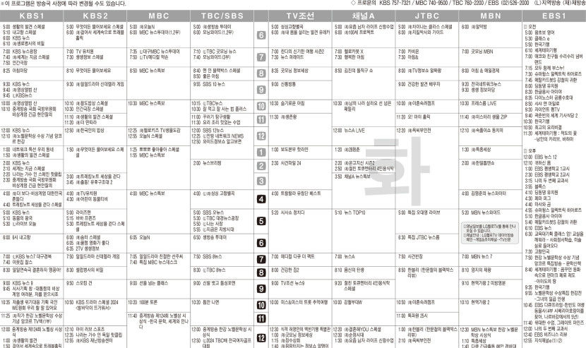 12월10일(화) TV 편성표