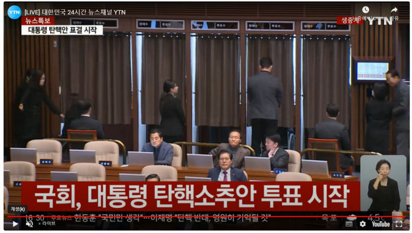 [속보] 윤석열 대통령 탄핵안 무기명 투표 시작