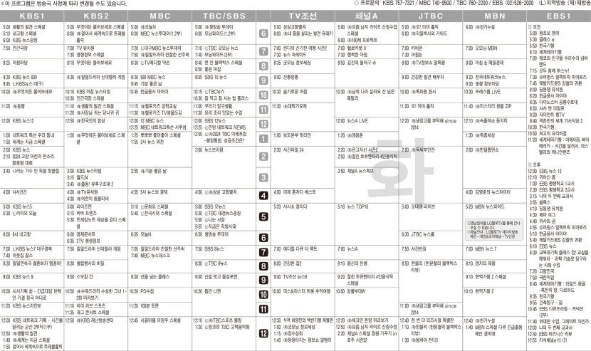 12월17일(화) TV 편성표