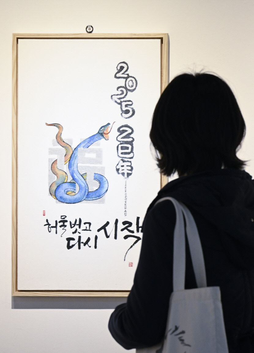 [포토뉴스] 2025 청색 뱀의 해, 새해 맞이 구렁이 그림 展