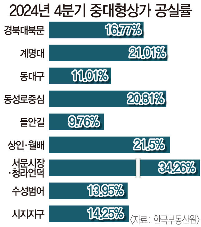 대구 중대형상가 텅텅…서문시장.청라언덕 10곳 중 3곳 비었다