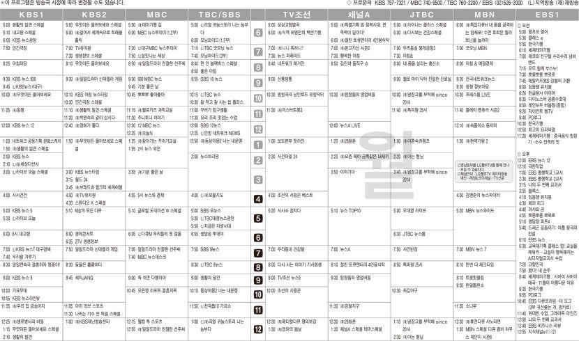 2월3일(월) TV 편성표