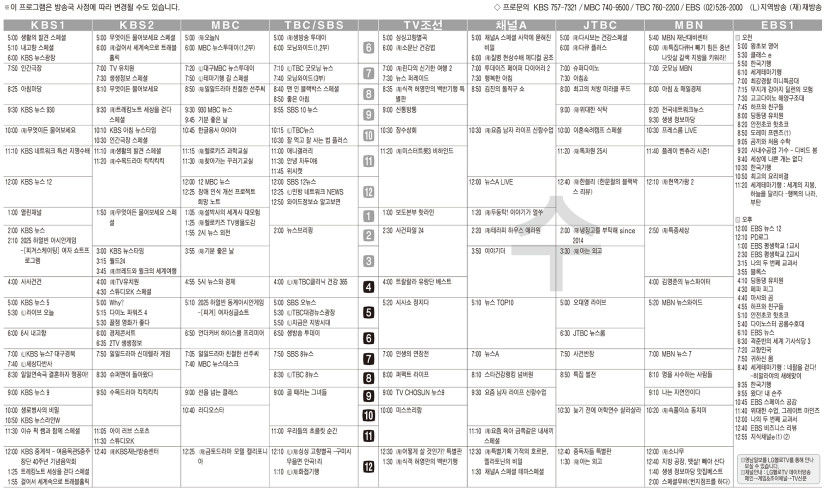 2월12일(수) TV 편성표