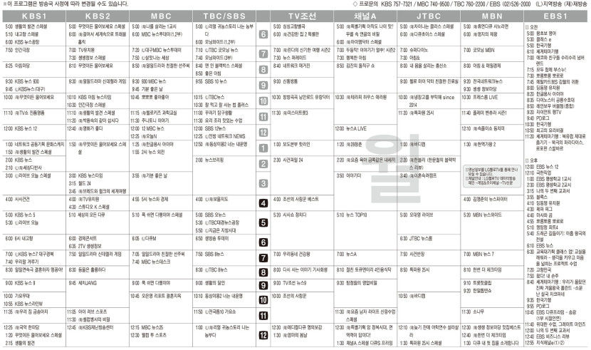 2월17일(월) TV 편성표