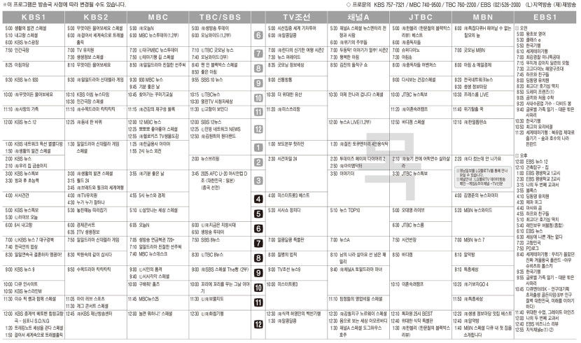 2월20일(목) TV 편성표