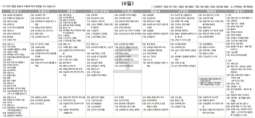 3월8일(토) TV 편성표