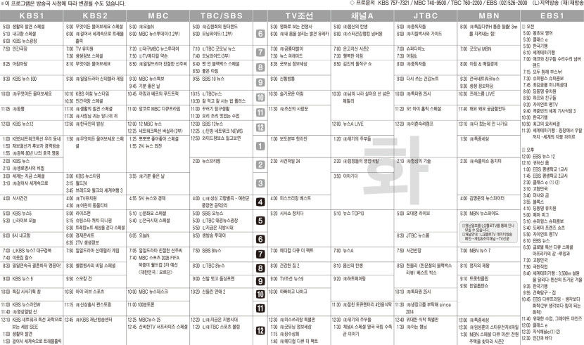 3월25일(화) TV 편성표