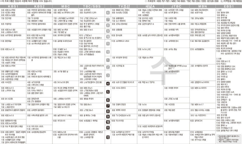 3월26일(수) TV 편성표