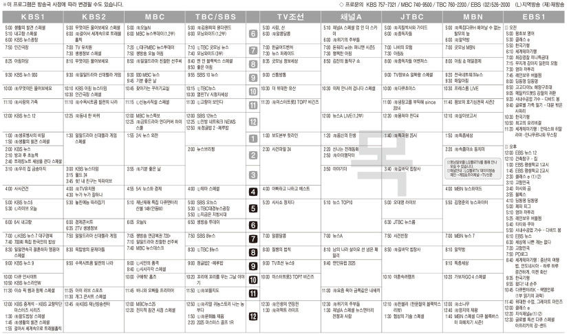 4월10일(목) TV 편성표