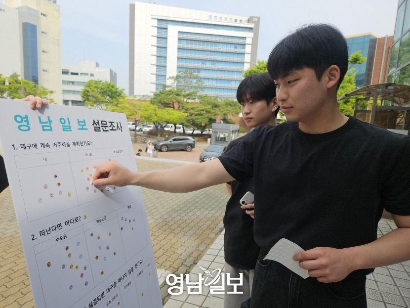 16일 대구 북구 경북대학교 대구캠퍼스 일원에서 한 대학생이 영남일보 설문조사에
