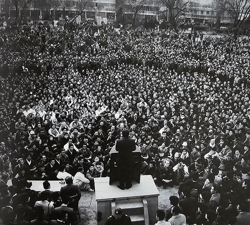 [추억의 포토] 1987년 안동초등 운동장, 제13대 대통령 선거 유세