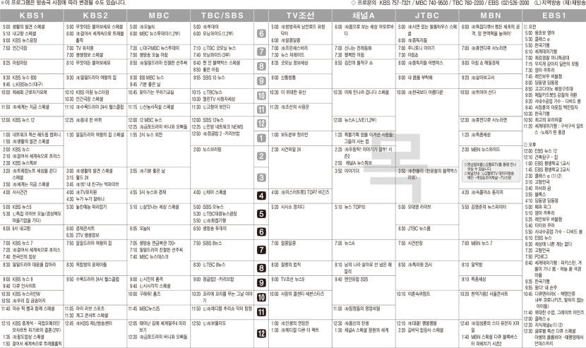5월1일(목) TV 편성표