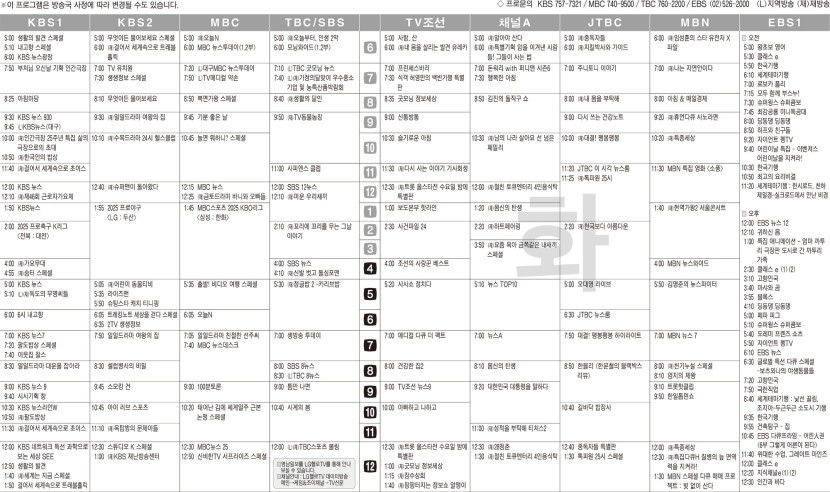 5월6일(화) TV 편성표