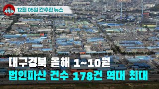 [시도때도없는 뉴스 12.05] 대구경북 올해 1~10월 법인파산 건수 178건 역대 최대