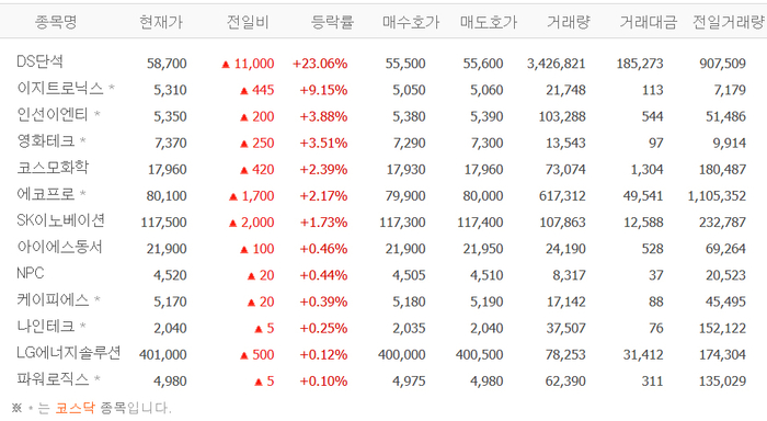 DS단석, 23% 급등…배경은?