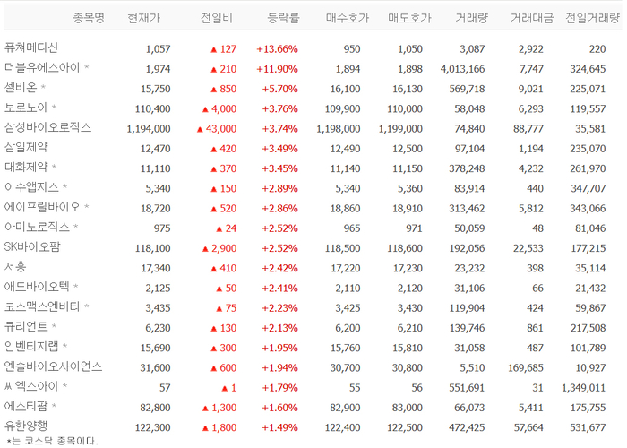 더블유에스아이, 급등 배경?…퓨처메디신·셀비온·보로노이 등 제약株 ‘들썩’