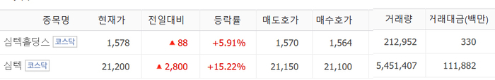 심텍, 15% 급등…심텍홀딩스 5%ㅁ