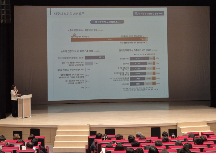 27일 대구 수성구 어린이세상 꾀꼬리극장에서 한국보건복지인재원·대구시사회복지협의회가 주관한 지역돌봄 통합지원 정책포럼이 진행됐다. <대구시 제공>