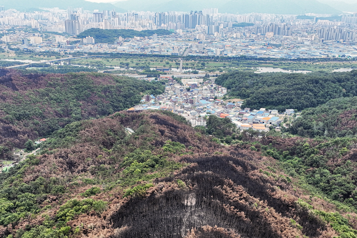 [포토뉴스] 타오른 함지산 아래 조야동, 장마엔 산사태 공포