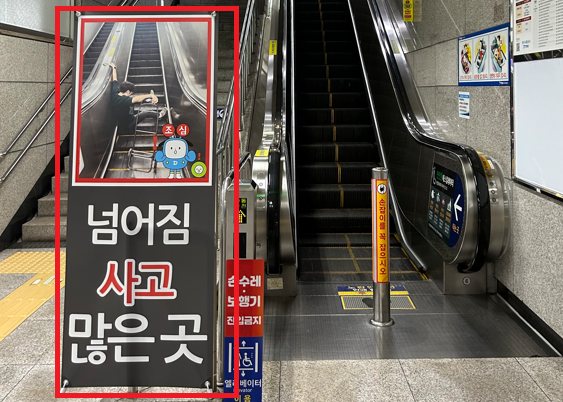 빅데이터 분석으로 쓰러짐 사고가 많은 지역을 집중 안내하고 있는 모습. 대구교통공사 제공.