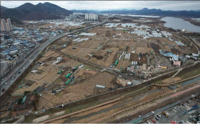 지난 28일 기재부 예타를 통과한 대구 달성군 화원·옥포읍 일원 제2국가산단 부지 전경. 추경호 의원실 제공