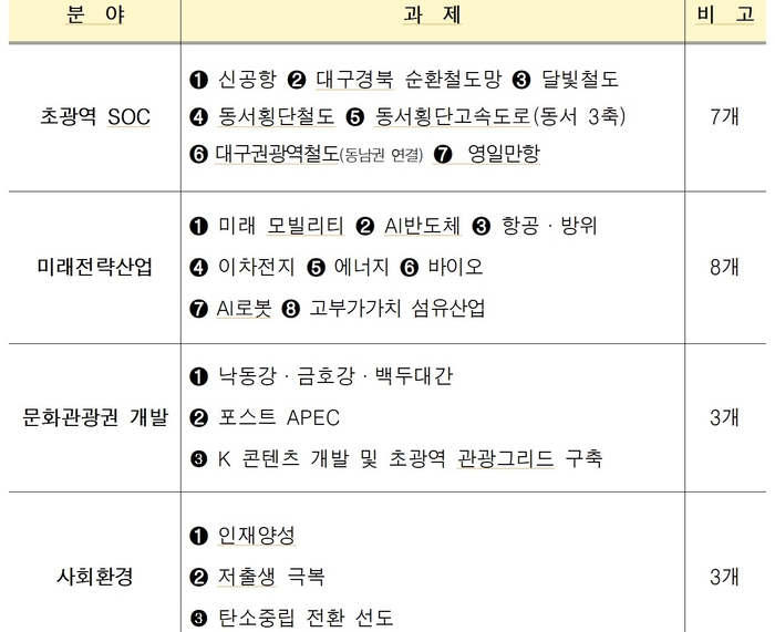 대구경북 공동전략 과제안