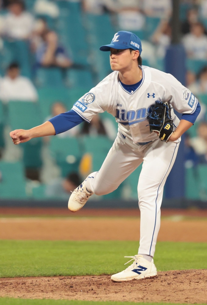 지난 12일 오후 6시30분 대구 삼성라이온즈파크에서 열린 '2025 신한 SOL 뱅크 KBO리그' 삼성 라이온즈와 KIA 타이거즈 경기에서 이호성이 투구 중이다. <삼성 라이온즈 제공>
